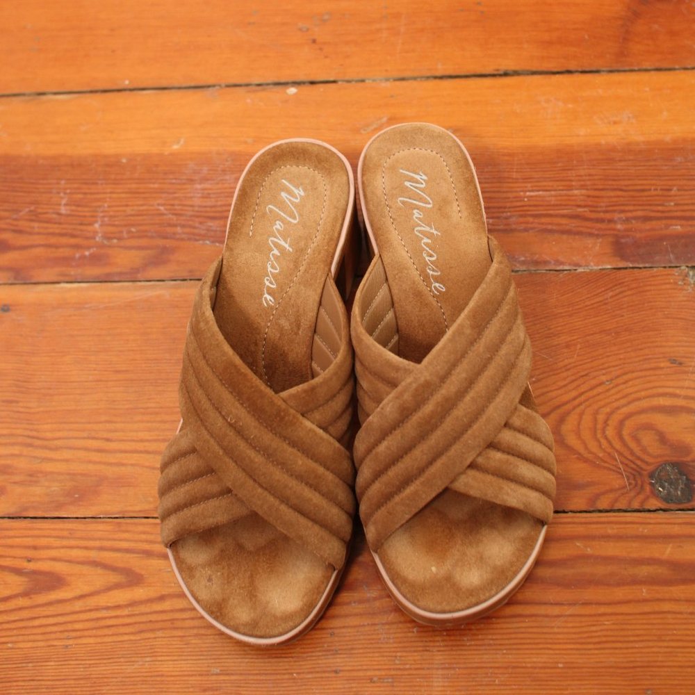 Matisse Reggie slip-on cross-strap suede sandals